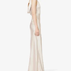 Cowl-back Sleeveless Satin Maxi Dress -Outlet Pique Style Store R04189830 OYSTER ALT02