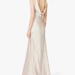 Cowl-back Sleeveless Satin Maxi Dress -Outlet Pique Style Store R04189830 OYSTER ALT03