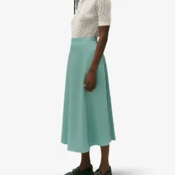 CLAUDIE PIERLOT Sapino High-waisted Satin Midi Skirt -Outlet Pique Style Store R04189877 VERTS ALT02