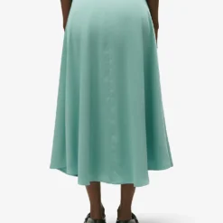 CLAUDIE PIERLOT Sapino High-waisted Satin Midi Skirt -Outlet Pique Style Store R04189877 VERTS ALT03