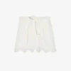 CLAUDIE PIERLOT Scalloped-trim Belted-waist Linen-blend Shorts