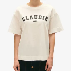 CLAUDIE PIERLOT Logo-print Short-sleeve Cotton T-shirt -Outlet Pique Style Store R04189930 NATURELS ALT02