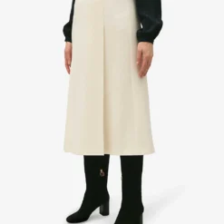 CLAUDIE PIERLOT Saule Chain-embellished Flared-cut Stretch-woven Midi Skirt -Outlet Pique Style Store R04189939 NATURELS ALT02