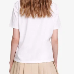 Maje Tamina 'Paris' Chiffon-lettering Cotton T-shirt -Outlet Pique Style Store R04190012 BLANC ALT03
