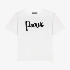 Maje Tamina 'Paris' Chiffon-lettering Cotton T-shirt