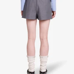 Maje Ipimanete Wrap Over-panel Stretch-woven Shorts -Outlet Pique Style Store R04190430 NOIRGRIS ALT02