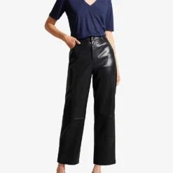 Ted Baker Kerika V-neckline Short-sleeve Woven T-shirt -Outlet Pique Style Store R04190972 NAVY ALT01