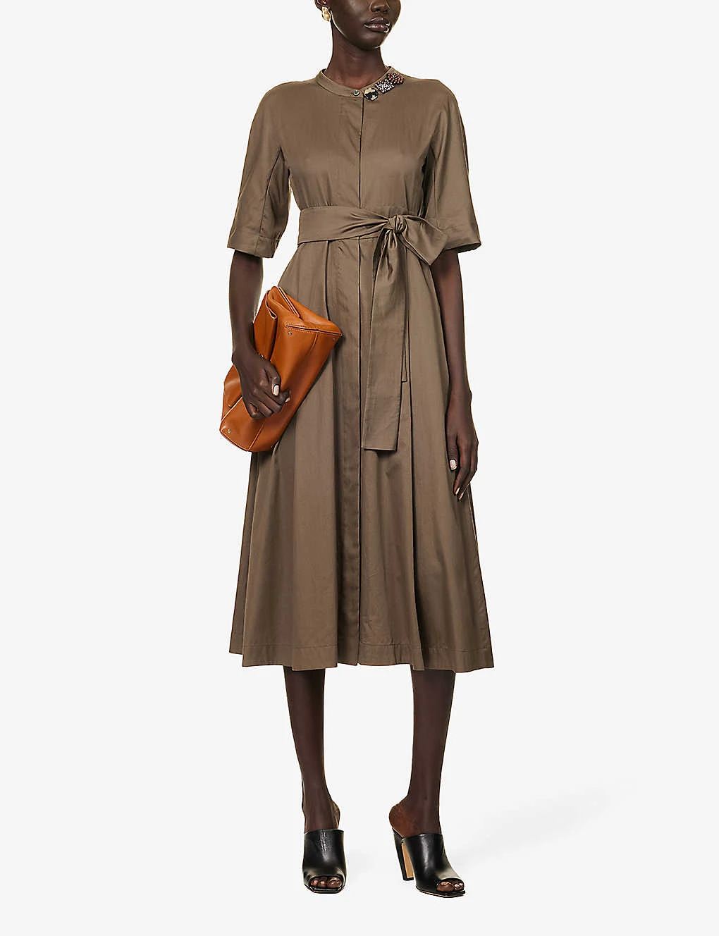 Max Mara Precios Tie-waist Cotton Midi Dress 2 Max Mara Precios Tie-waist Cotton Midi Dress - Image 2