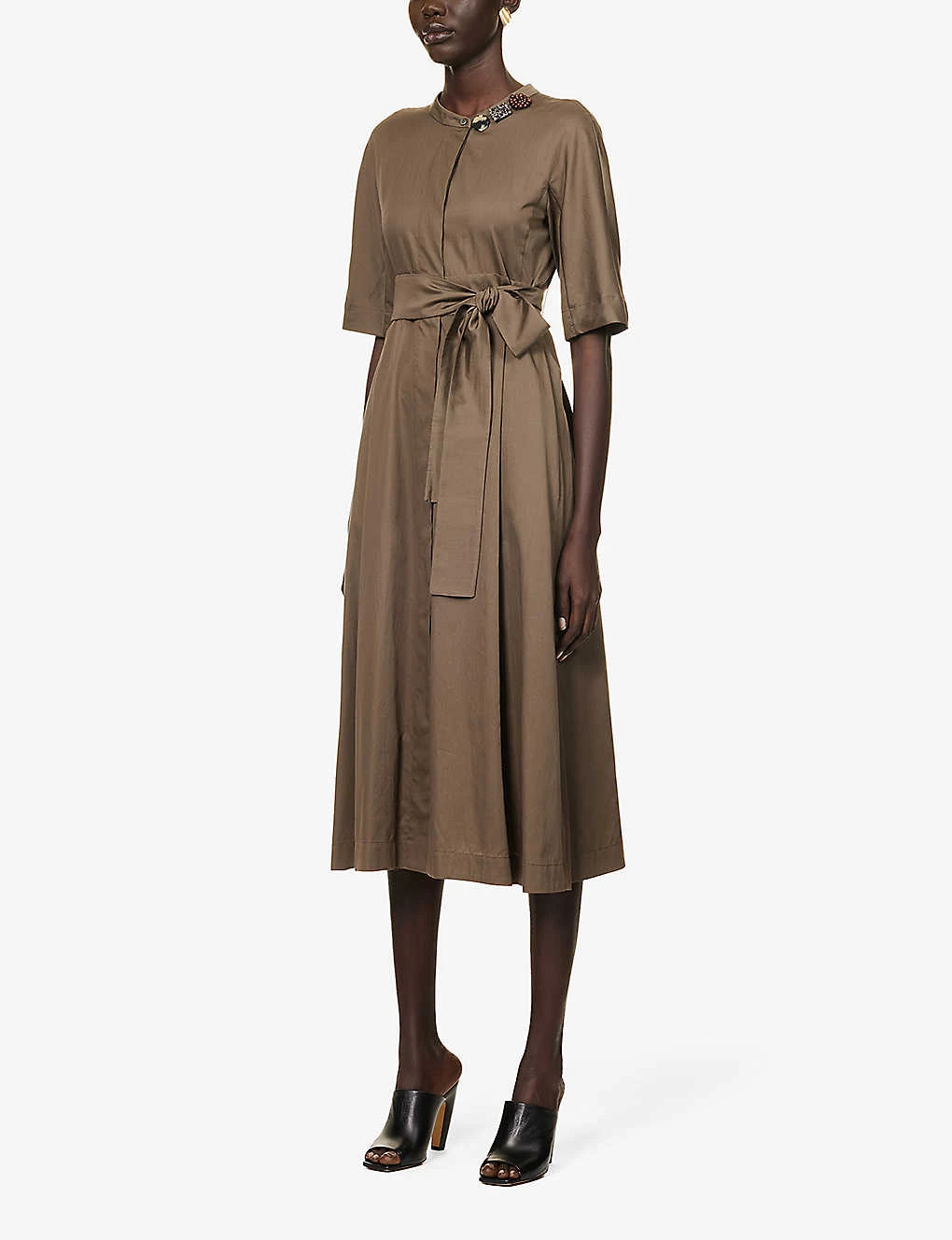 Max Mara Precios Tie-waist Cotton Midi Dress 3 Max Mara Precios Tie-waist Cotton Midi Dress - Image 3