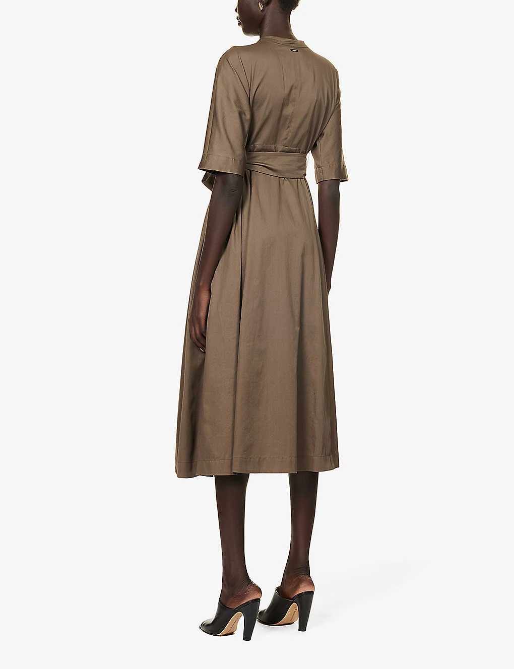 Max Mara Precios Tie-waist Cotton Midi Dress 4 Max Mara Precios Tie-waist Cotton Midi Dress - Image 4