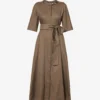 Max Mara Precios Tie-waist Cotton Midi Dress