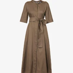 Max Mara Precios Tie-waist Cotton Midi Dress