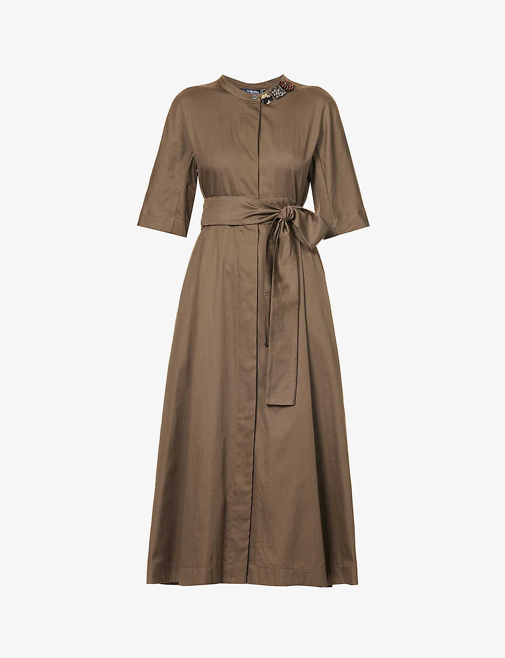 Max Mara Precios Tie-waist Cotton Midi Dress 1 Max Mara Precios Tie-waist Cotton Midi Dress