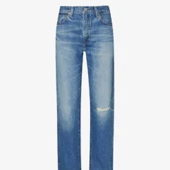 Levis Column Distressed Straight-leg High-rise Denim Jeans