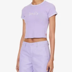 Levis Ringer Logo-print Cotton-jersey T-shirt -Outlet Pique Style Store R04191378 BABYSERIFLOGOPURP ALT02