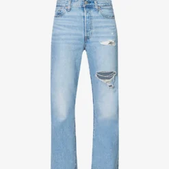 Levis Ribcage Distressed Straight-leg High-rise Jeans