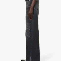 Amiri Double-waistband Wide-leg Mid-rise Jeans -Outlet Pique Style Store R04191417 AGEDBLACK ALT02