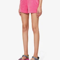 Juicy Couture Brand-embroidered Elasticated-waist Velour Shorts 7 Juicy Couture Brand-embroidered Elasticated-waist Velour Shorts -Outlet Pique Style Store R04191478 RASPBERRYROSE167 ALT02