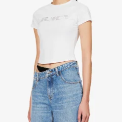 Juicy Couture Branded Slim-fit Jersey T-shirt -Outlet Pique Style Store R04191480 WHITE117 ALT02