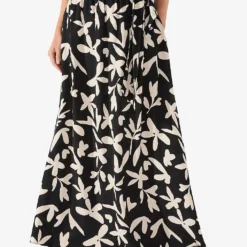 Leaf-print Maxi-length Woven Skirt -Outlet Pique Style Store R04191957 BLACK ALT02