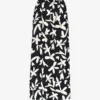 Leaf-print Maxi-length Woven Skirt