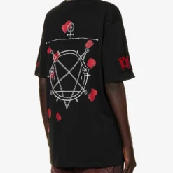 Charli Cohen X Diablo IV Graphic-print Relaxed-fit Organic-cotton T-shirt -Outlet Pique Style Store R04192233 BLACKRED ALT03