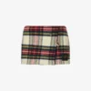 Prada Tartan Logo-appliqué Wool Mini Skirt