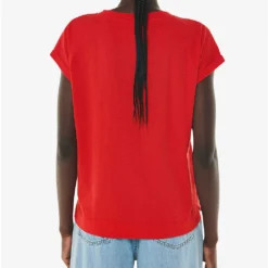Whistles Willa V-neck Cap-sleeve Organic-cotton T-shirt -Outlet Pique Style Store R04192526 RED ALT03