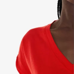 Whistles Willa V-neck Cap-sleeve Organic-cotton T-shirt -Outlet Pique Style Store R04192526 RED ALT04