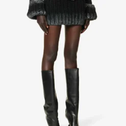 MISBHV Gradient-pattern Cable-knitted Wool-blend Mini Skirt -Outlet Pique Style Store R04192563 BLACK ALT02