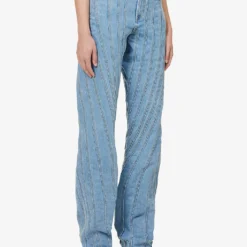 Mugler Straight-leg Mid-rise Stretch-denim Jeans -Outlet Pique Style Store R04192660 LIGHTBLUE ALT02
