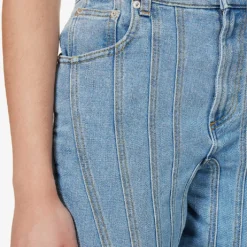 Mugler Straight-leg Mid-rise Stretch-denim Jeans -Outlet Pique Style Store R04192660 LIGHTBLUE ALT04