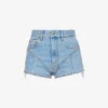 Mugler Crystal-embellished Mid-rise Stretch-denim Shorts