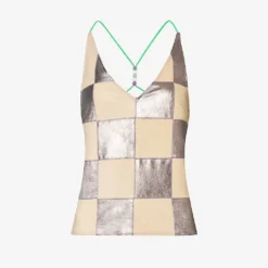 Lulu V-neck Check-pattern Upcycled Top