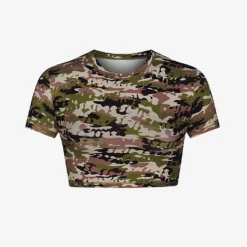 Camo-print Cropped Recycled-nylon Top