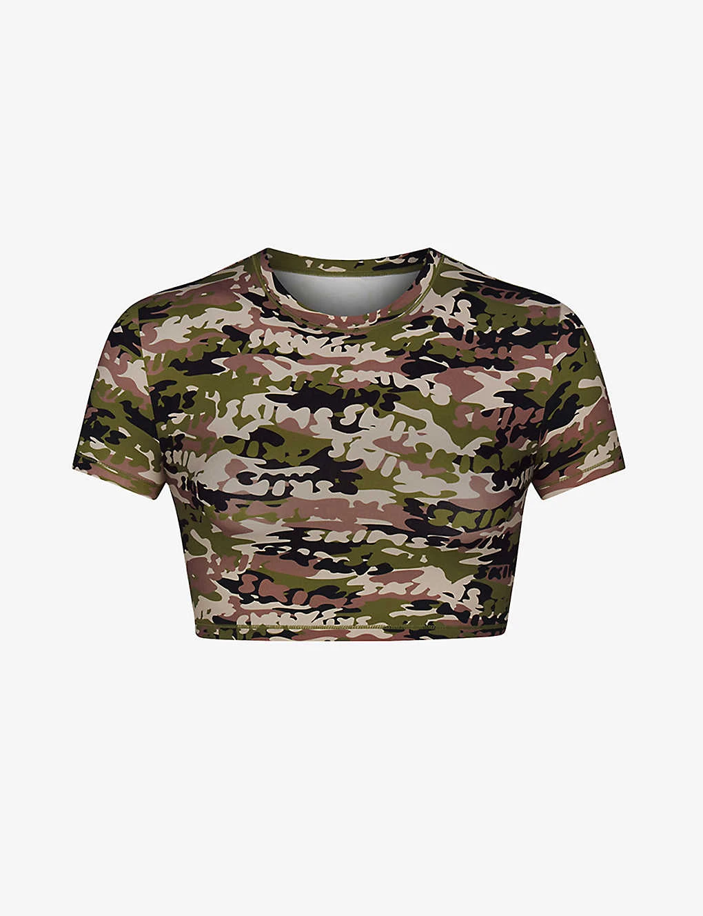 Camo-print Cropped Recycled-nylon Top 1 Camo-print Cropped Recycled-nylon Top