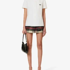 Prada Logo-plaque Short-sleeved Cotton-gabardine Shirt -Outlet Pique Style Store R04193840 BIANCO ALT01