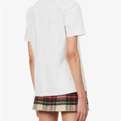 Prada Logo-plaque Short-sleeved Cotton-gabardine Shirt -Outlet Pique Style Store R04193840 BIANCO ALT03