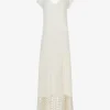 Pleated Crochet-hem Knitted Maxi Dress