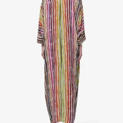 Multicoloured Stripe-pattern Woven Maxi Kaftan -Outlet Pique Style Store R04194014 MULTICOLOR ALT03
