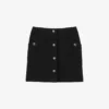 Sandro Segal Button-embellished Cotton-blend Mini Skirt