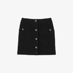 Sandro Segal Button-embellished Cotton-blend Mini Skirt