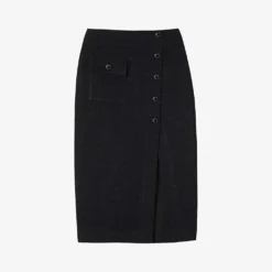 Sandro Tzara Front-split Button-embellished Tweed Midi Skirt