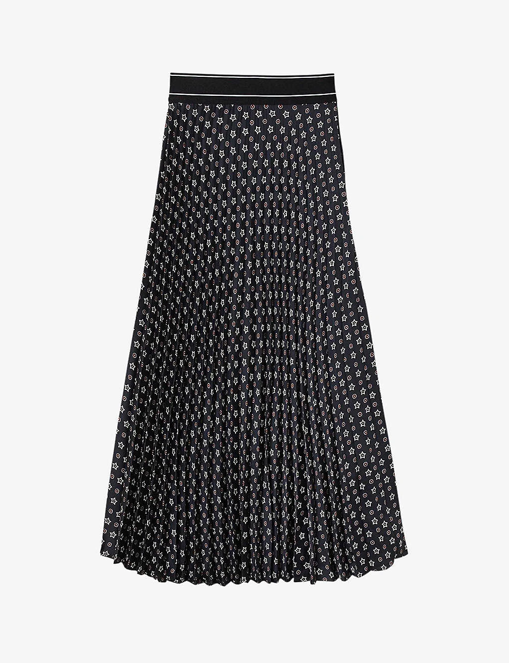 Sandro Tosca Graphic-print Woven Midi Skirt 1 Sandro Tosca Graphic-print Woven Midi Skirt