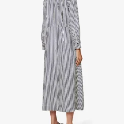 ME AND EM Stripe-pattern Flap-pocket Woven Maxi Dress -Outlet Pique Style Store R04194865 NAVYSOFTWHITE ALT03