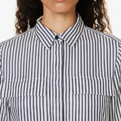 ME AND EM Stripe-pattern Flap-pocket Woven Maxi Dress -Outlet Pique Style Store R04194865 NAVYSOFTWHITE ALT04