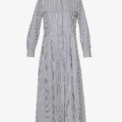 ME AND EM Stripe-pattern Flap-pocket Woven Maxi Dress