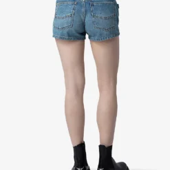 Zadig & Voltaire Sina Crystal-embellished Denim Shorts -Outlet Pique Style Store R04195183 LIGHTBLUE ALT03