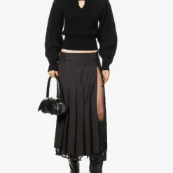 Brone Sequin-embellished Wool Midi Skirt -Outlet Pique Style Store R04195243 CHOCOLATEBLACK ALT01