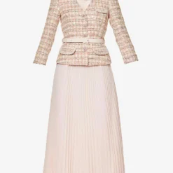 SELF PORTRAIT Sequin-embellished Pleated-skirt Woven Midi Dress